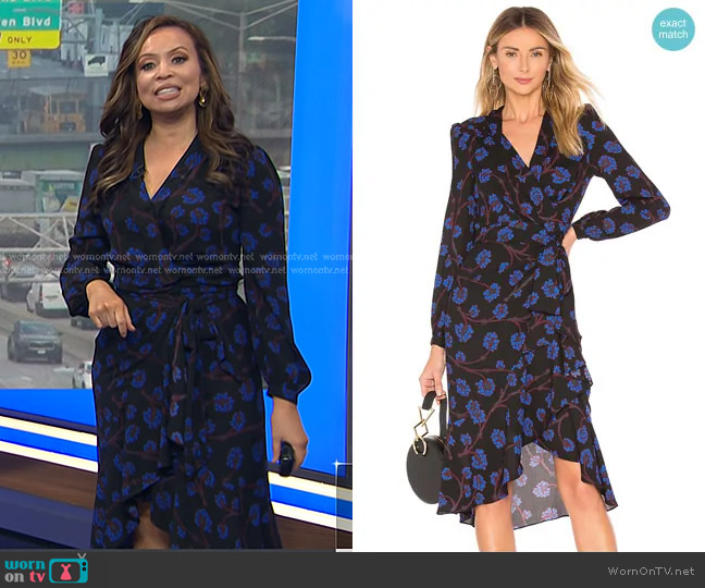 Diane von Furstenberg Jovie Wrap Dress in Dragon Berry Sapphire worn by Adelle Caballero on Today