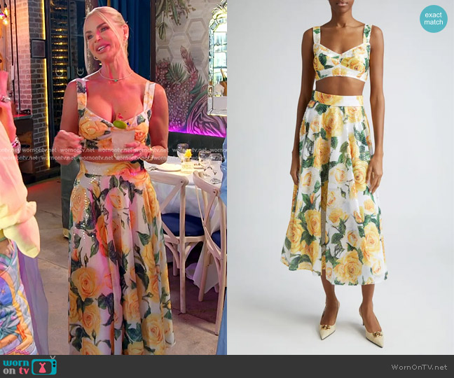 Dolce & Gabbana Rose Print Sequin Corset Top worn by Alexia Echevarria (Alexia Echevarria) on The Real Housewives of Miami
