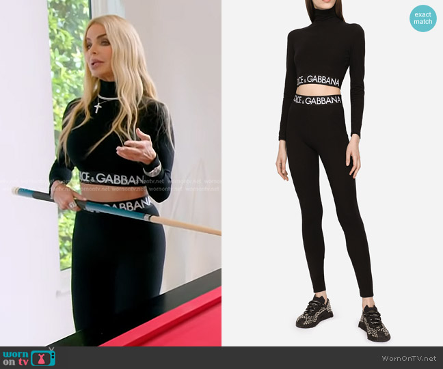 Dolce & Gabbana Branded Elastic Turtleneck Crop Top worn by Adriana de Moura (Adriana de Moura) on The Real Housewives of Miami