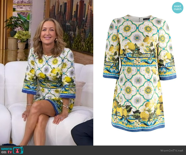 Dolce & Gabbana Lemon & Majolica Print Jacquard Dress worn by Lara Spencer on Good Morning America