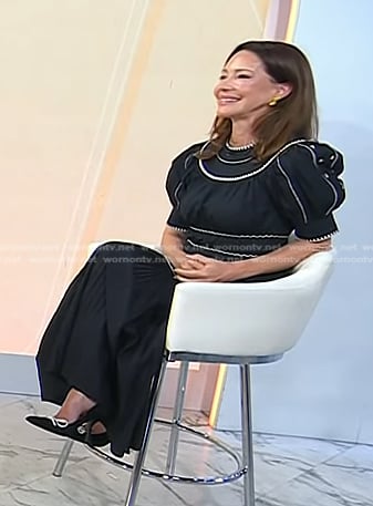 Dr. Samantha Boardman’s black dress with white stitching on Today