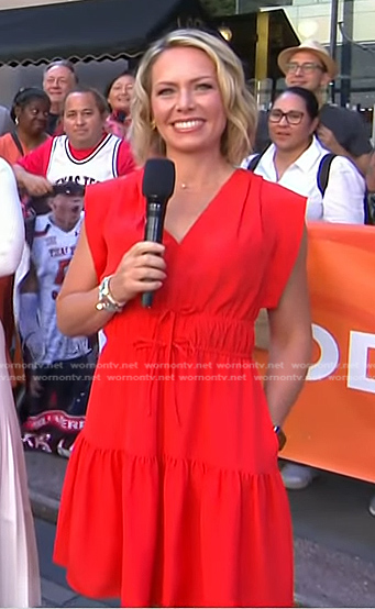 Dylan’s red tie waist v-neck dress on Today