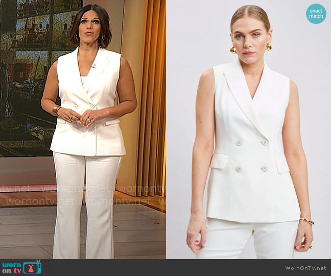Elie Tahari Double Breasted Vest in Foam worn by Dana Jacobson on CBS Mornings