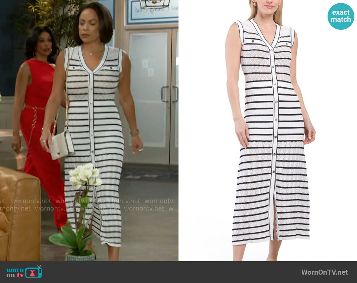 Elie Tahari Sleeveless V-neck Maxi Aline Dress With Front Pockets worn by Nicole Dupree Richardson (Daphnee Duplaix) on Beyond the Gates