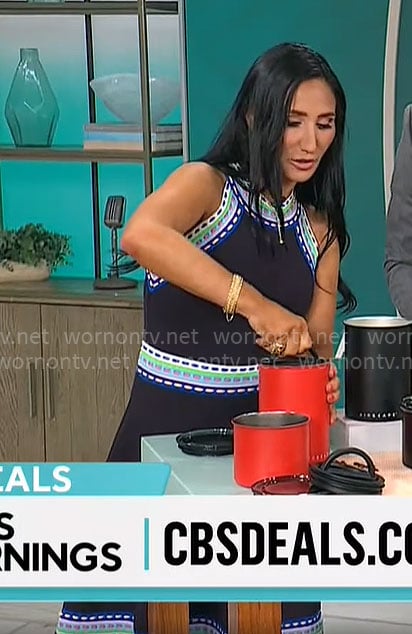 Elizabeth Werner’s woven trim dress on CBS Mornings