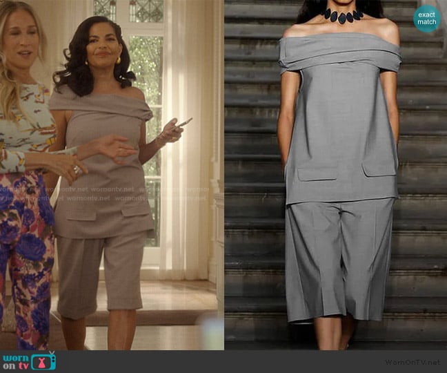 Emilia Wickstead Renata Top worn by Seema Patel (Sarita Choudhury) on And Just Like That