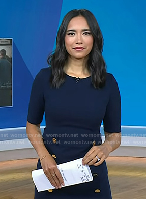 Emilie’s navy button detail dress on Today