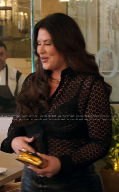 Emily’s black lace top on The Real Housewives of Orange County