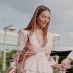 Emira’s pink lace cutout mini dress on Next Gen NYC