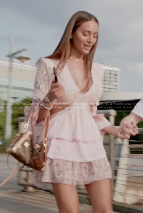 Emira’s pink lace cutout mini dress on Next Gen NYC