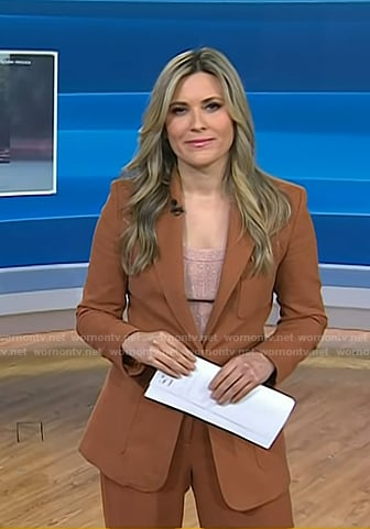 Erin McLaughlin’s brown patch pocket blazer and pants on Today