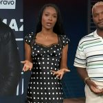 Zuri’s black polka dot print dress on Access Hollywood