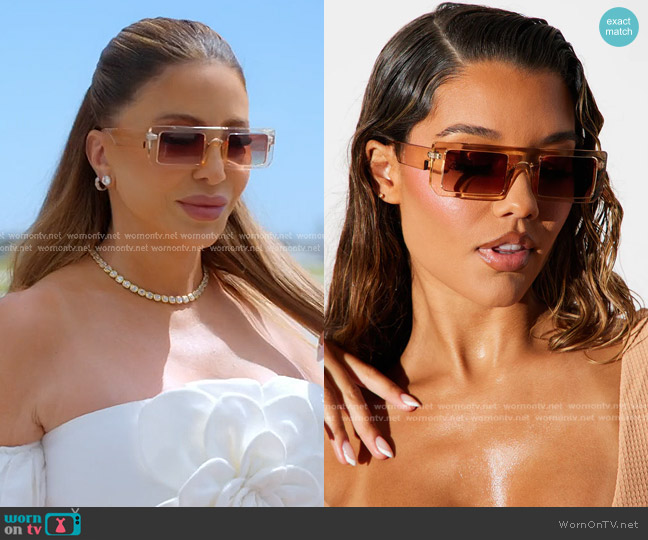 Fashion Nova On What Grounds Sunglasses in Brown worn by Larsa Pippen (Larsa Pippen) on The Real Housewives of Miami