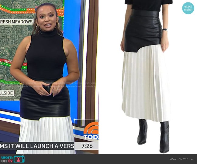 Faux Leather Pleated Skirt at Amazon worn by Adelle Caballero on Today