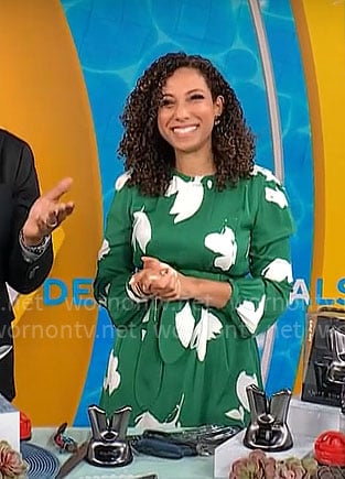 Gabrielle Kerr’s green floral dress on CBS Mornings
