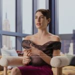 Georgia’s burgundy confessional top on Next Gen NYC