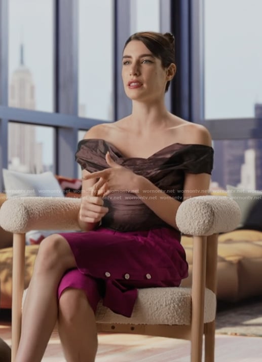 Georgia’s burgundy confessional top on Next Gen NYC