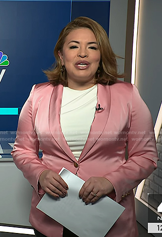 Gilma Avalos’s pink satin blazer on NBC News Daily