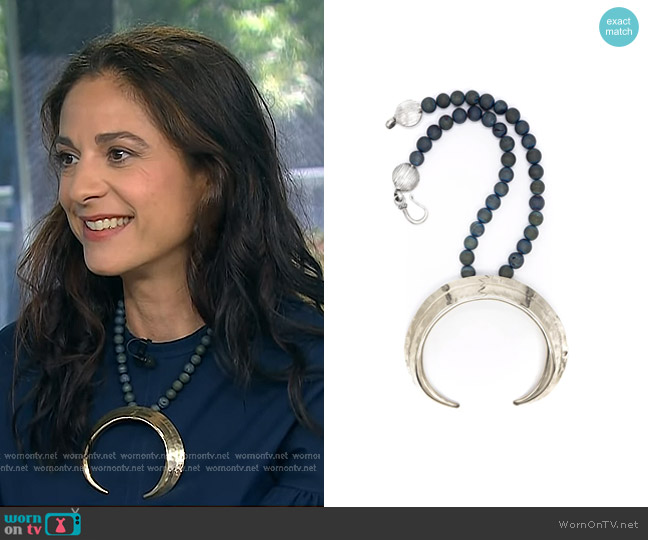 Gogo Jewelry Boars Tusk Pendant Necklace in Alpaca Shiny worn by Jacqui Gifford on Today