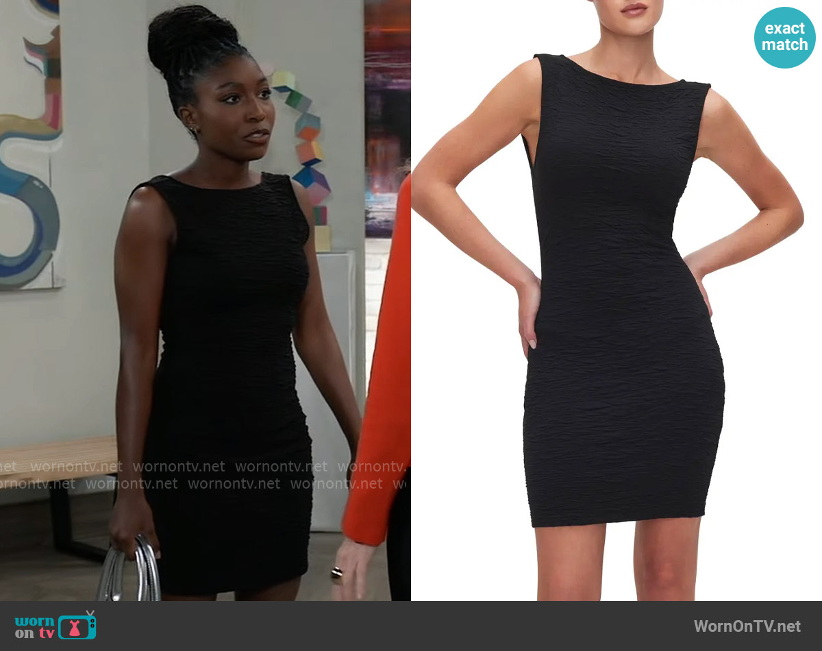 Good American Scrunchie Scoop Back Body-Con Minidress worn by Trina Robinson (Tabyana Ali) on General Hospital