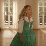 Carrie’s green lace-up dress on And Just Like That