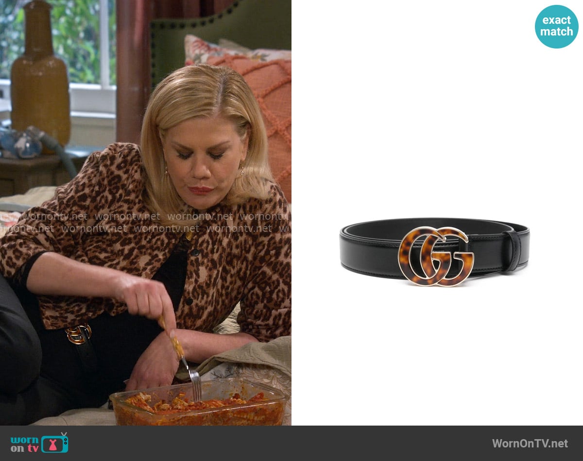 Gucci GG Marmont leather belt worn by Carol (Kristen Johnston) on Leanne