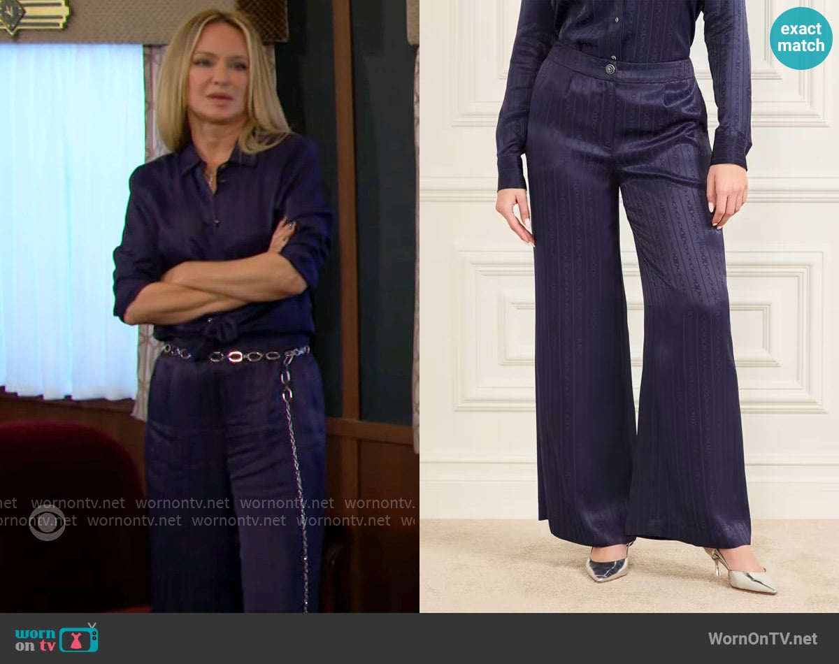 Guess Eco Stella Monogram Pant worn by Sharon Newman (Sharon Case) on The Young and the Restless