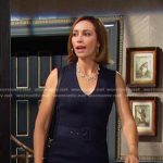 Gwen’s navy belted sheath dress on Days of our Lives