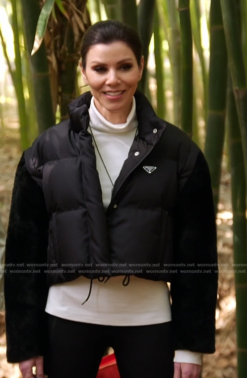 Heather’s black padded jacket on The Real Housewives of Orange County
