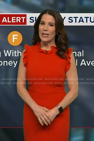 Heather’s red ruffle trim dress on Good Morning America
