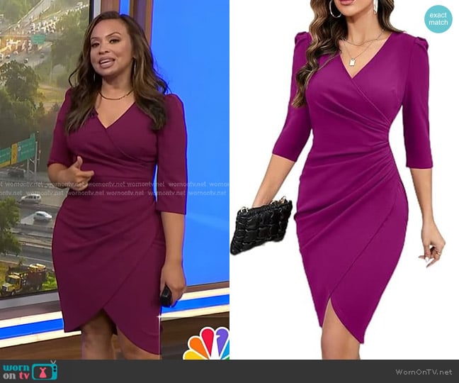 Ihot Faux Wrap Ruched Sheath worn by Adelle Caballero on Today
