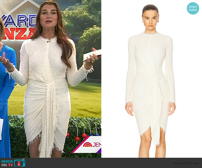 Isabel Marant Ophelie Long-Sleeve Draped Boucle Dress worn by Brooke Shields on Today