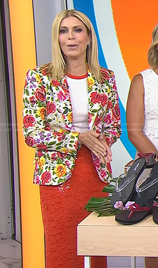 Jill’s floral blazer and red lace skirt on Today