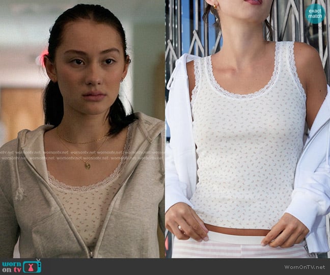 John Galt Floral Ronnie Lace Trim Tank Top worn by Belly Conklin (Lola Tung) on The Summer I Turned Pretty