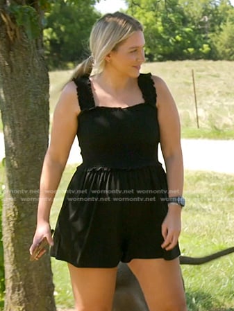 Kacie’s black smocked romper on The McBee Dynasty Real American Cowboys