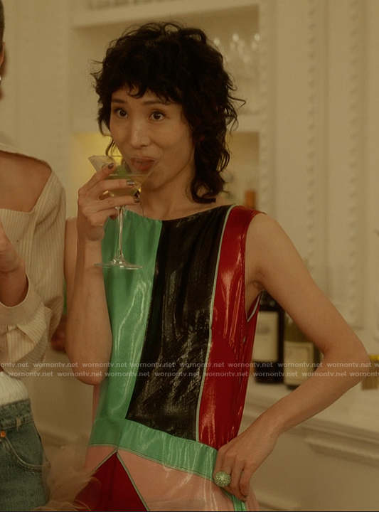 Kai’s colorblock sleeveless dress on And Just Like That
