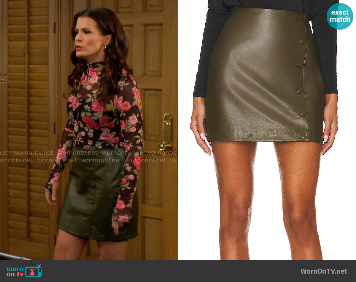 Karina Grimaldi Melli Leather Mini Skirt worn by Chelsea Lawson (Melissa Claire Egan) on The Young and the Restless