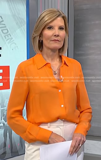 Kate’s orange button down blouse on NBC News Daily