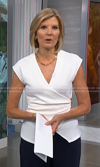 Kate’s white short sleeve wrap top on NBC News Daily