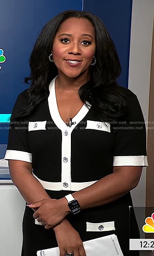 Kay’s black contrast trim dress on NBC News Daily