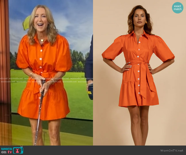 Kelly Caron Orange Mini Dress worn by Lara Spencer on Good Morning America