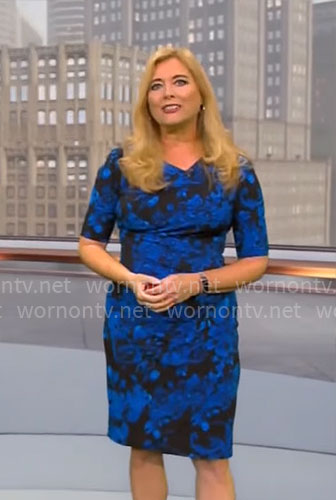 Kelly Cass’s blue floral dress on CBS Mornings
