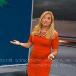 Kelly Cass’s orange bandage dress on CBS Mornings