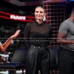 Keltie’s black mesh top and leather pants on E! News