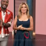 Kit’s blue floral embroidered square neck dress on Access Hollywood
