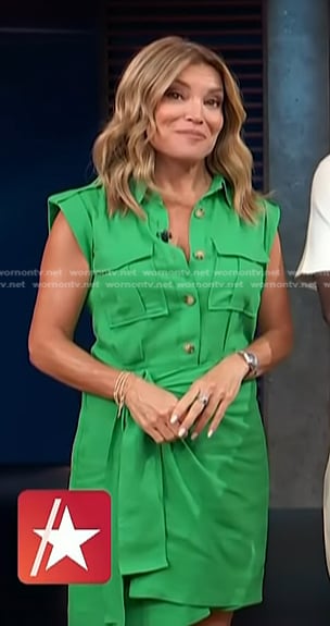 Kit’s green utility shirtdress on Access Hollywood