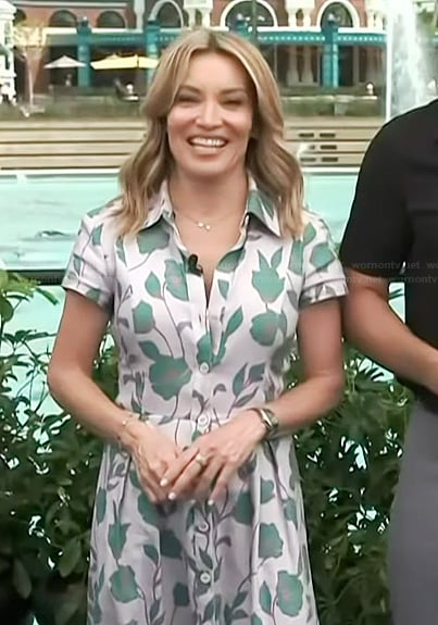 Kit’s pink floral print shirtdress on Access Hollywood