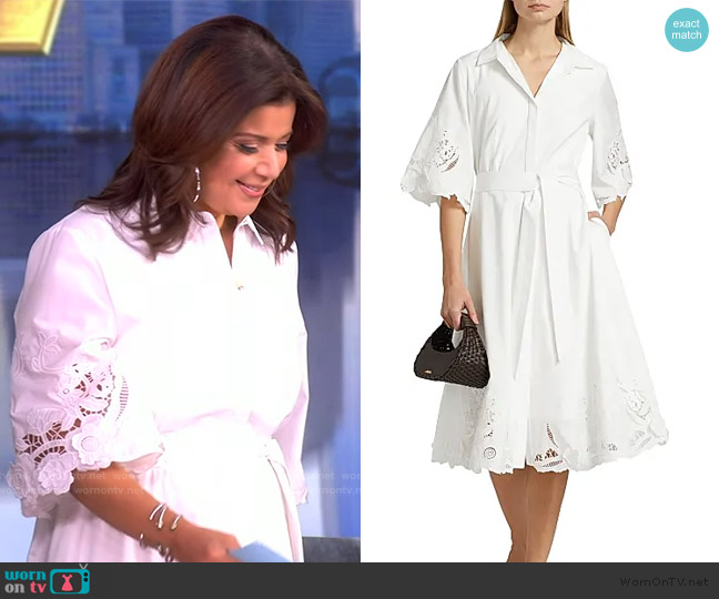 Kobi Halperin Monty Cotton Poplin Tie-Waist Midi-Shirtdress worn by Ana Navarro on The View