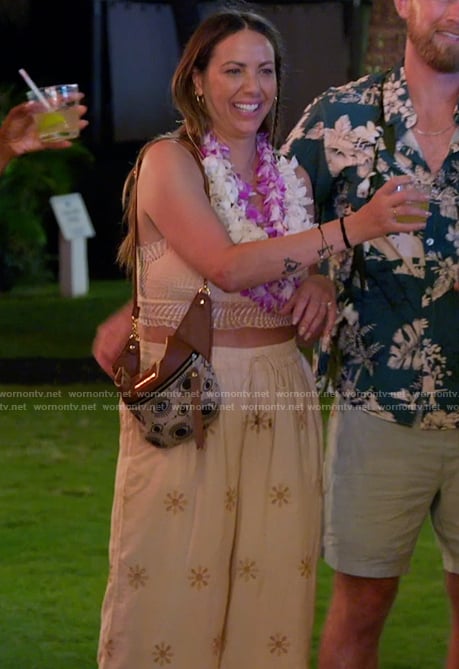 Kristen’s beige embroidered pants on The Valley