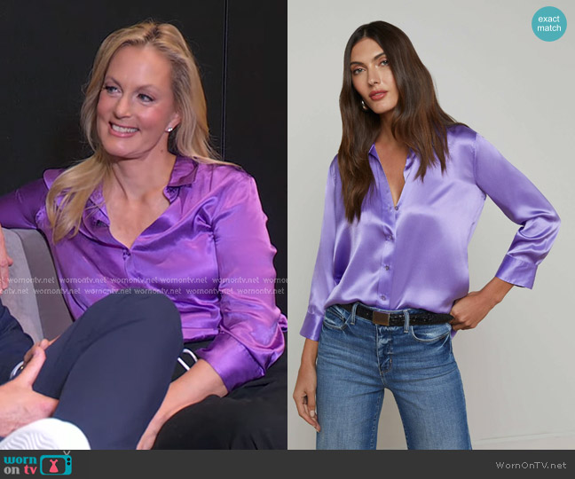 L'Agence Dani Silk Blouse in Electric Purple